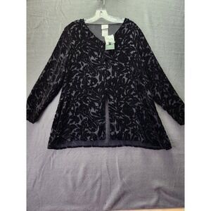 Laura Ashley Velvet Burnout Top Shirt Sz‎ 6 Sheer Dark Academia Witchy Glam Y2K